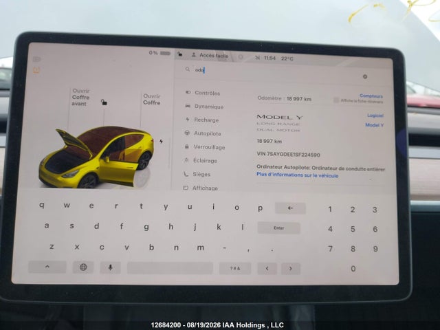 2025 Tesla Model Y მანქანა იყიდება აუქციონზე, vin: 7SAYGDEE1SF224590, აუქციონის ნომერი: 12684200