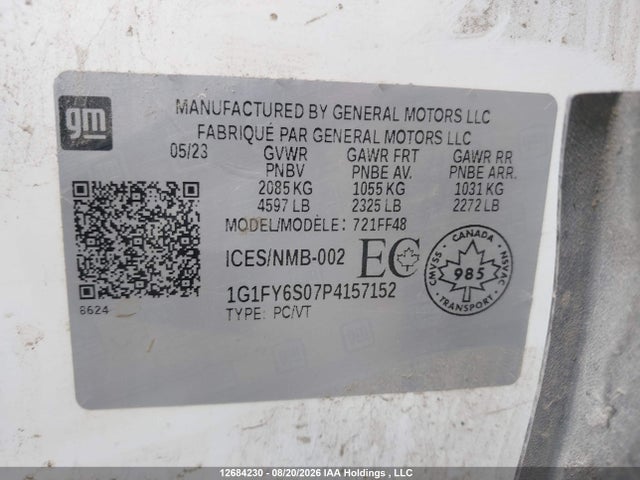 1G1FY6S07P4157152 Chevrolet Bolt Euv Lt