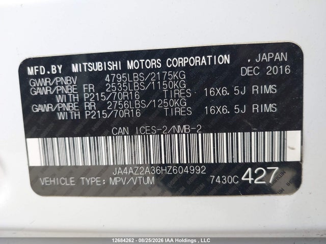 Mitsubishi Outlander Es 2017 JA4AZ2A36HZ604992 Image 9