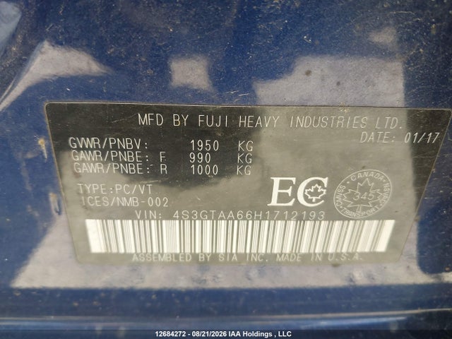 Продажа на аукционе авто 2017 Subaru Impreza, vin: 4S3GTAA66H1712193, номер лота: 12684272