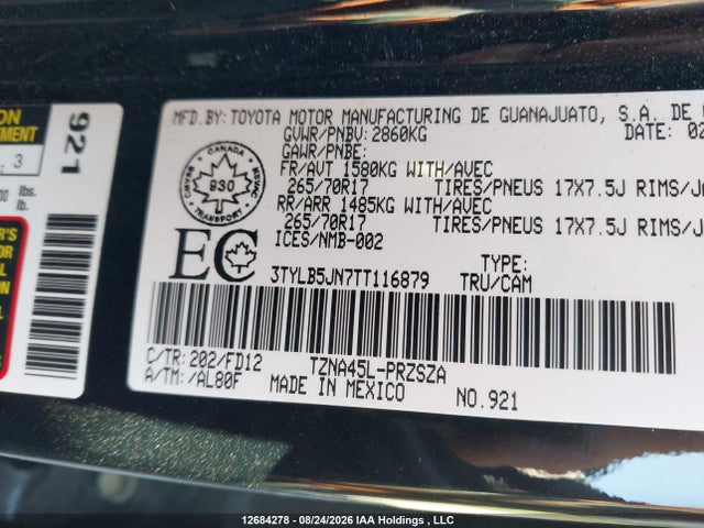 3TYLB5JN7TT116879 Toyota Tacoma 4x4 8a
