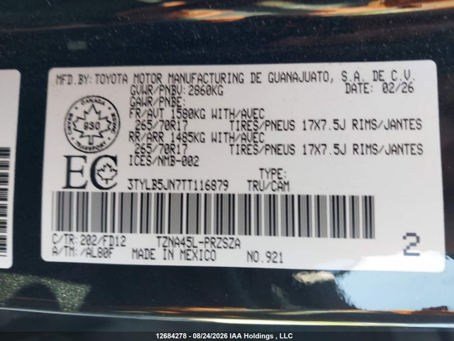 3TYLB5JN7TT116879 Toyota Tacoma 4x4 8a