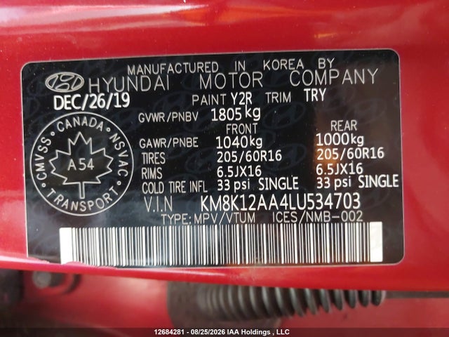 Hyundai Kona Se 2020 KM8K12AA4LU534703 Image 9