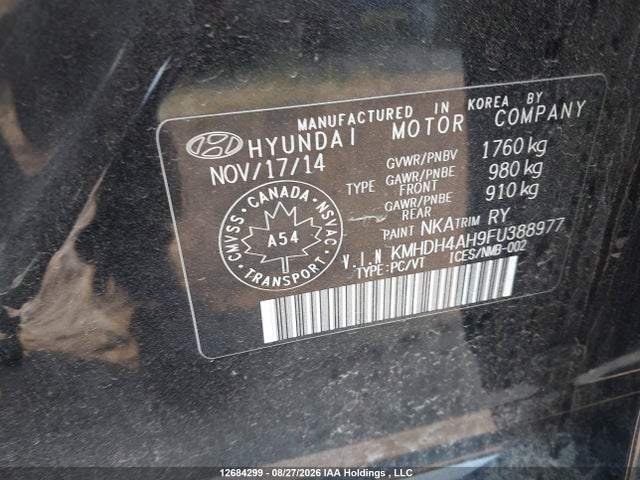 Aukcja sprzedaży 2015 Hyundai Elantra Gls, vin: KMHDH4AH9FU388977, numer aukcji: 12684299