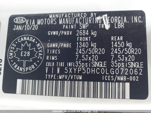 KIA Telluride Sx 2020 5XYP5DHC0LG072062 Image 18