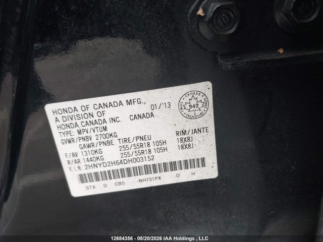 Aukcja sprzedaży 2013 Acura Mdx Advance, vin: 2HNYD2H64DH003152, numer aukcji: 12684356