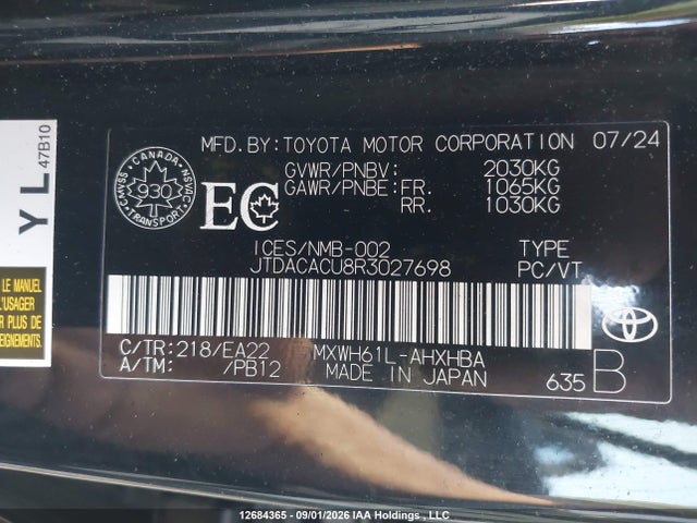 JTDACACU8R3027698 Toyota PRIUS PRIME
