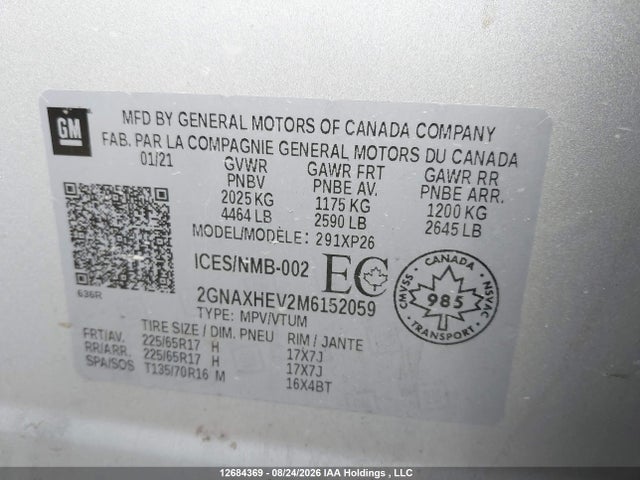 Chevrolet EQUINOX LS 2021 2GNAXHEV2M6152059 Image 9