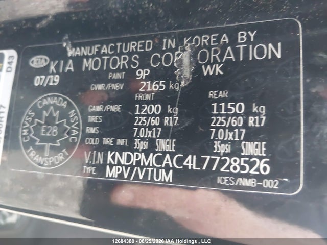 Продаж на аукціоні авто 2020 Kia Sportage Lx/lx Anniversary/lx S, vin: KNDPMCAC4L7728526, номер лоту: 12684380