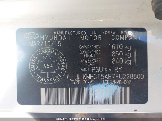 Hyundai ACCENT GL 2015 KMHCT5AE7FU228800 Image 9