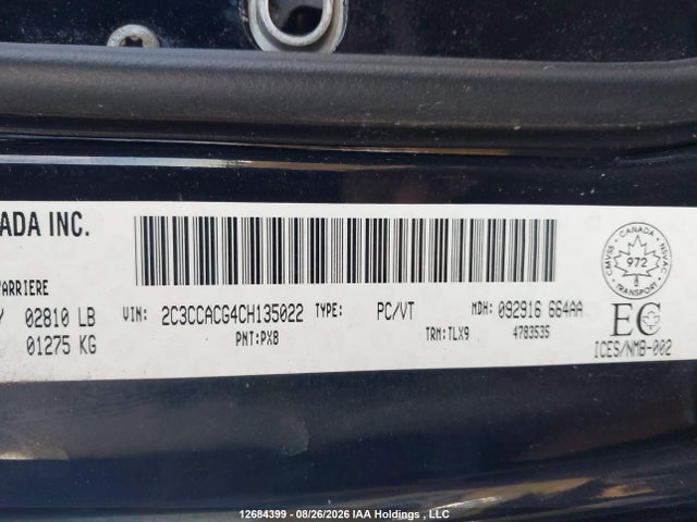 Aukcja sprzedaży 2012 Chrysler 300 Limited, vin: 2C3CCACG4CH135022, numer aukcji: 12684399