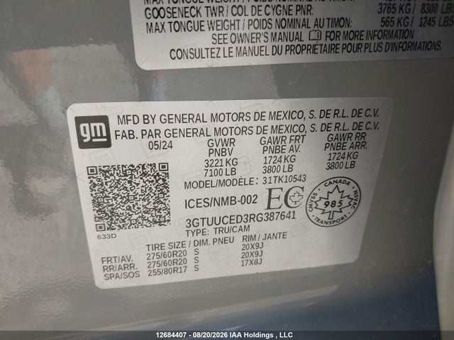 Продаж на аукціоні авто 2024 Gmc Sierra K1500 Elevation, vin: 3GTUUCED3RG387641, номер лоту: 12684407