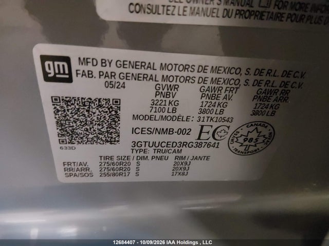 Продаж на аукціоні авто 2024 Gmc Sierra K1500 Elevation, vin: 3GTUUCED3RG387641, номер лоту: 12684407