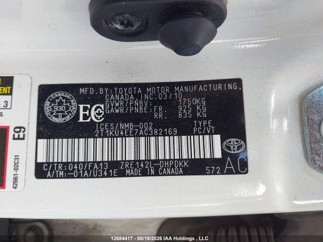 2010 Toyota Matrix მანქანა იყიდება აუქციონზე, vin: 2T1KU4EE7AC382169, აუქციონის ნომერი: 12684417