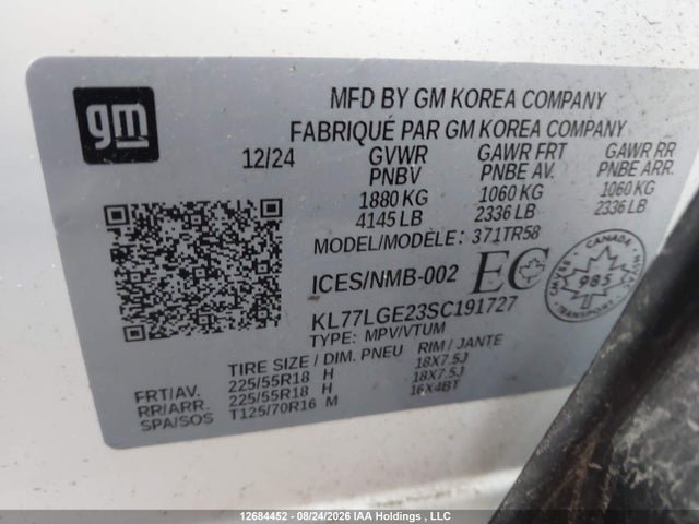 KL77LGE23SC191727 Chevrolet Trax 1rs Fwd