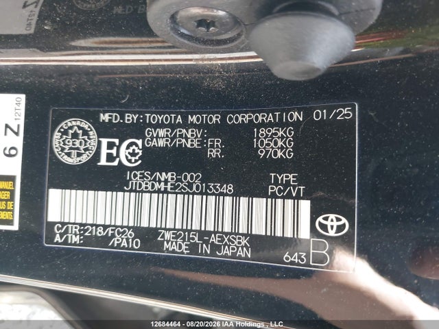 Toyota Corolla Hybrid Se 2025 JTDBDMHE2SJ013348 Image 9