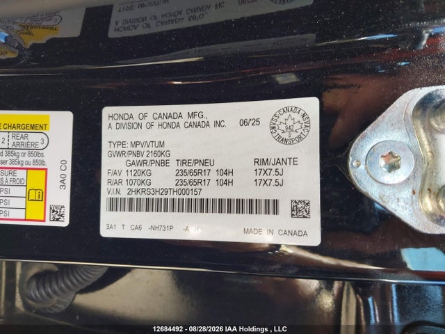 2HKRS3H29TH000157 Honda CR-V