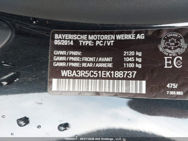 12684531 :رقم المزاد ، WBA3R5C51EK188737 vin ، 2014 Bmw 435i Xdrive مزاد بيع