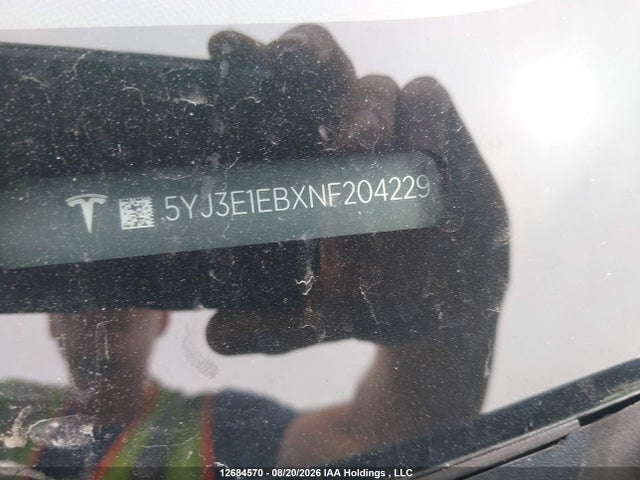 Продажа на аукционе авто 2022 Tesla Model 3, vin: 5YJ3E1EBXNF204229, номер лота: 12684570