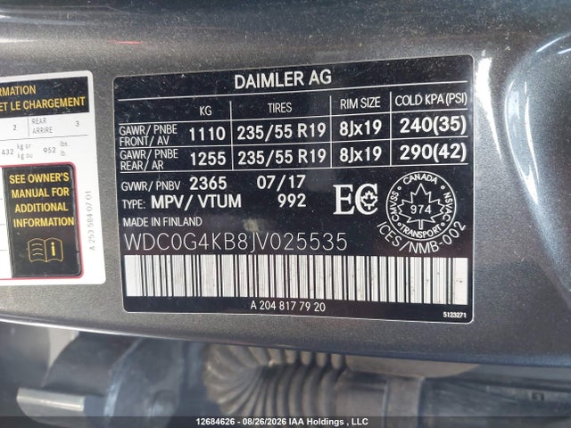 Продаж на аукціоні авто 2018 Mercedes-benz Glc 300 4matic, vin: WDC0G4KB8JV025535, номер лоту: 12684626