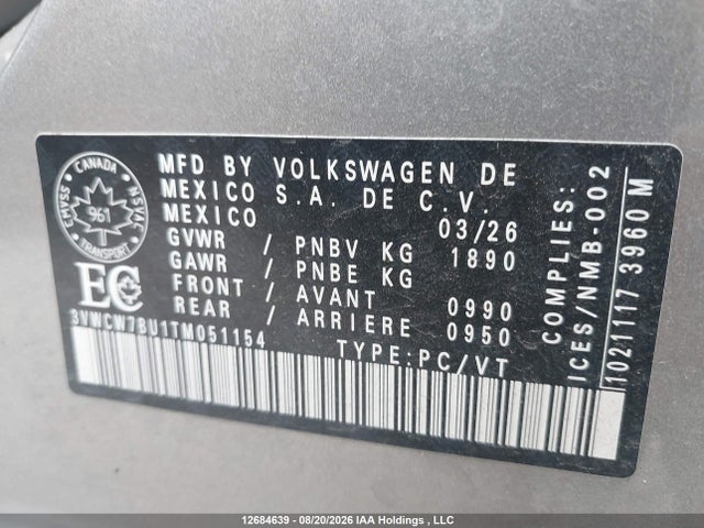 2026 Volkswagen Jetta Trendline მანქანა იყიდება აუქციონზე, vin: 3VWCW7BU1TM051154, აუქციონის ნომერი: 12684639