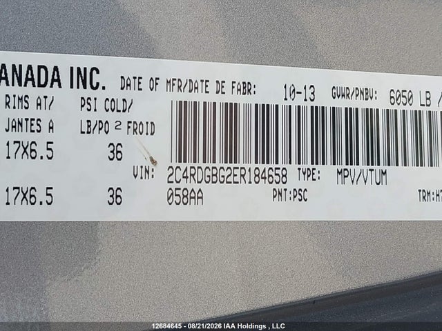 Dodge Grand Caravan Se/sxt 2014 2C4RDGBG2ER184658 Image 9