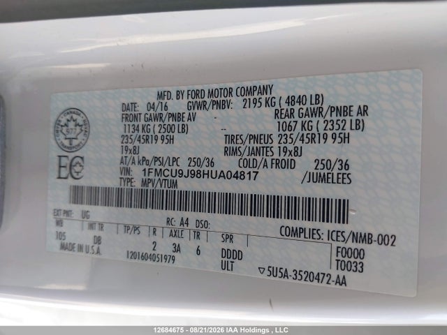 Ford Escape Titanium 2017 1FMCU9J98HUA04817 Image 18