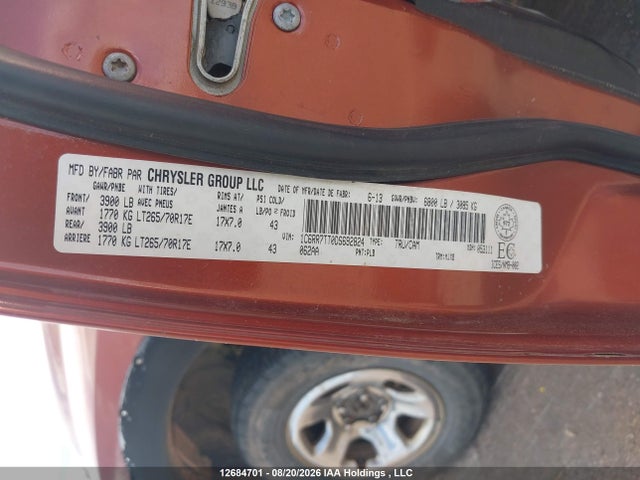 Aukcja sprzedaży 2013 Ram 1500 Slt, vin: 1C6RR7TT0DS692824, numer aukcji: 12684701