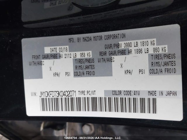 Aukcja sprzedaży 2019 Mazda Cx-3 Grand Touring, vin: JM1DKFD73K0402071, numer aukcji: 12684704