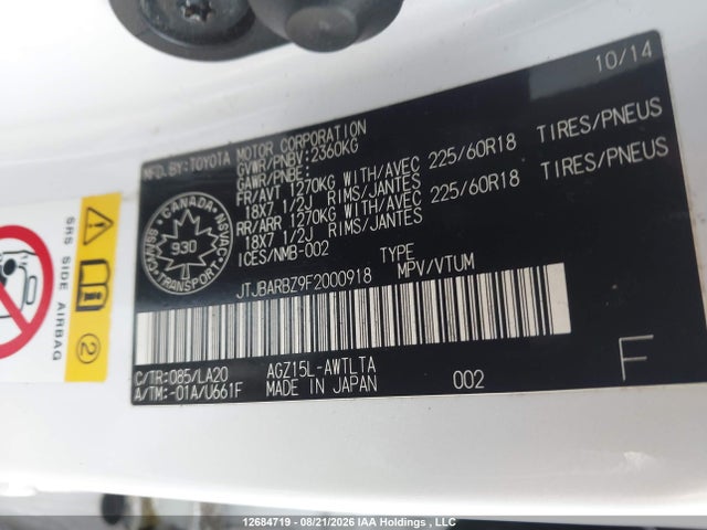 JTJBARBZ9F2000918 Lexus Nx 200t 200t