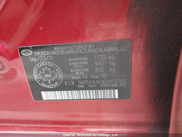 Aukcja sprzedaży 2012 Hyundai Elantra, vin: 5NPDH4AE9CH110385, numer aukcji: 12684728