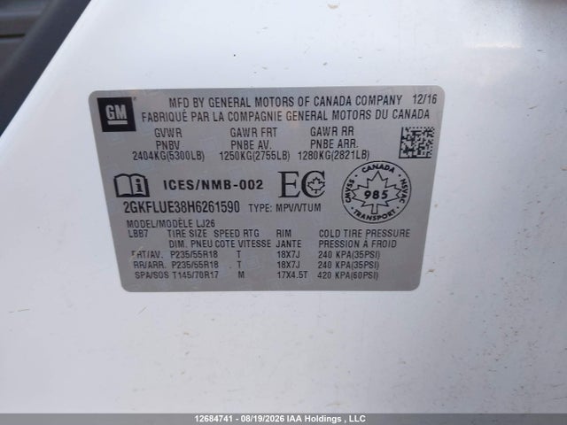 GMC Terrain Slt 2017 2GKFLUE38H6261590 Image 9