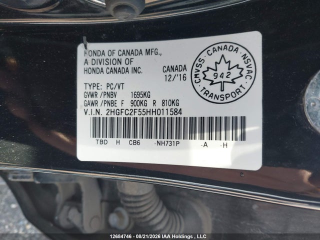 2HGFC2F55HH011584 Honda CIVIC SEDAN
