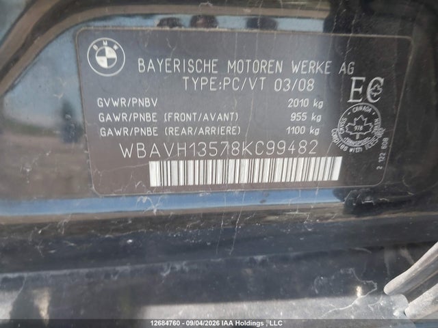 Aukcja sprzedaży 2008 Bmw 323 I, vin: WBAVH13578KC99482, numer aukcji: 12684760