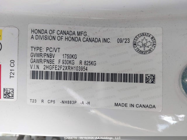 Honda Civic Lx 2024 2HGFE2F2XRH103954 Image 9