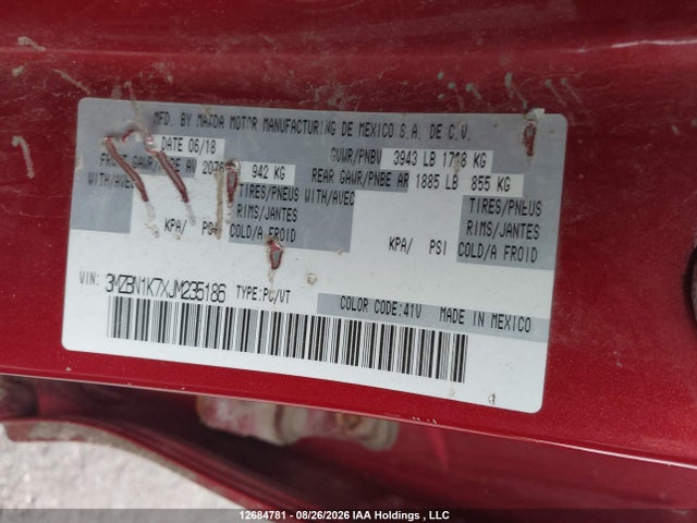 Auction sale of the 2018 Mazda Mazda3 Gx, vin: 3MZBN1K7XJM235186, lot number: 12684781
