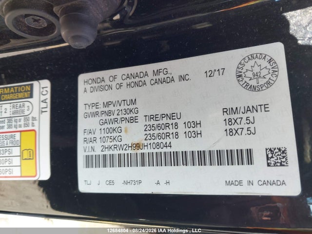 Honda CR-V 2018 2HKRW2H99JH108044 Image 19