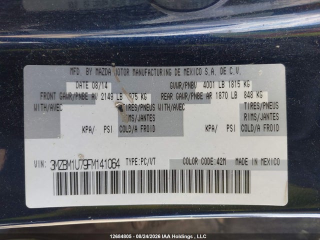 Mazda 3 SPORT 2015 3MZBM1U79FM141064 Image 9