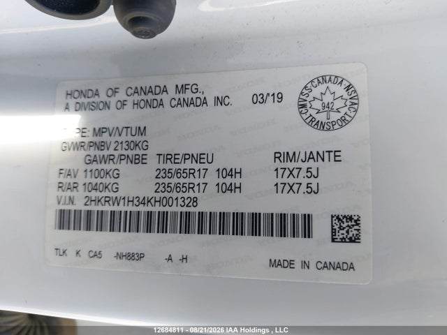 Honda CR-V LX 2019 2HKRW1H34KH001328 Image 19