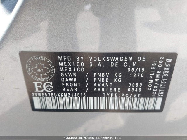 3VWE57BUXKM214815 Volkswagen Jetta 1.4 Tsi Highline