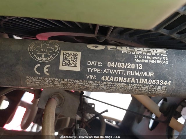 Продажа на аукционе авто 2013 Polaris Sportsman 850/touring, vin: 4XADN8EA1DA063344, номер лота: 12684819