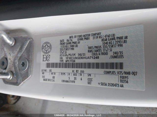 Ford ESCAPE SE 2017 1FMCU9GD6HUA71248 Image 20