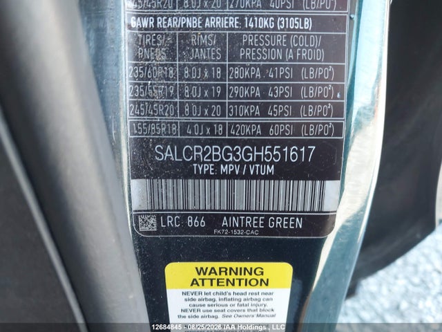 SALCR2BG3GH551617 Land Rover Discovery Sport Hse