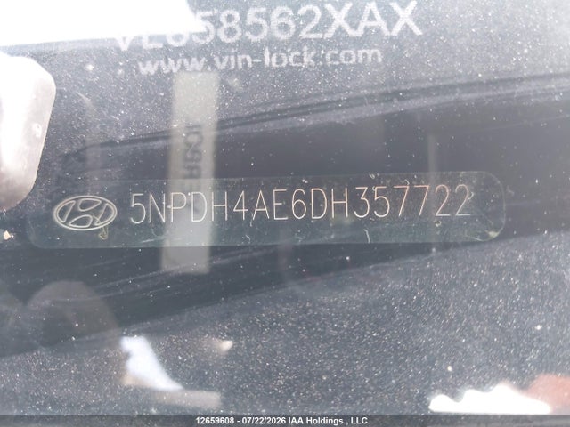 12659608 :رقم المزاد ، 5NPDH4AE6DH357722 vin ، 2013 Hyundai Elantra Gls مزاد بيع
