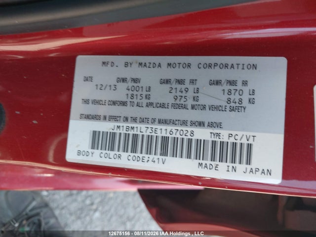 JM1BM1L73E1167028 Mazda Mazda3 Gs-sky