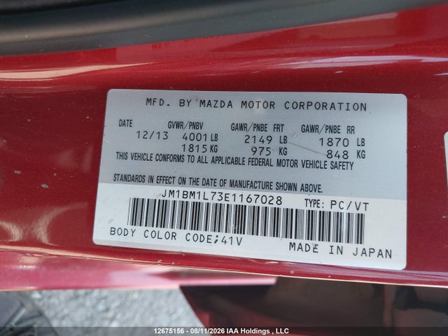 JM1BM1L73E1167028 Mazda Mazda3 Gs-sky