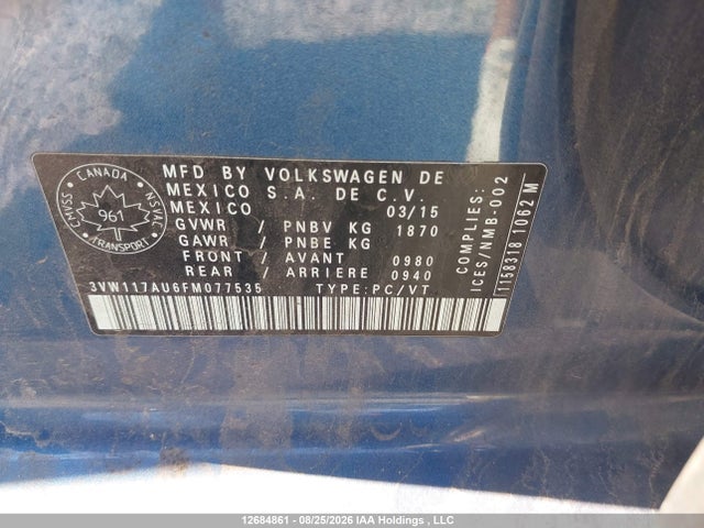 3VW117AU6FM077535 Volkswagen Golf 1.8 Tsi Comfortline/1.8 Tsi Highline/1.8 Tsi Trendline