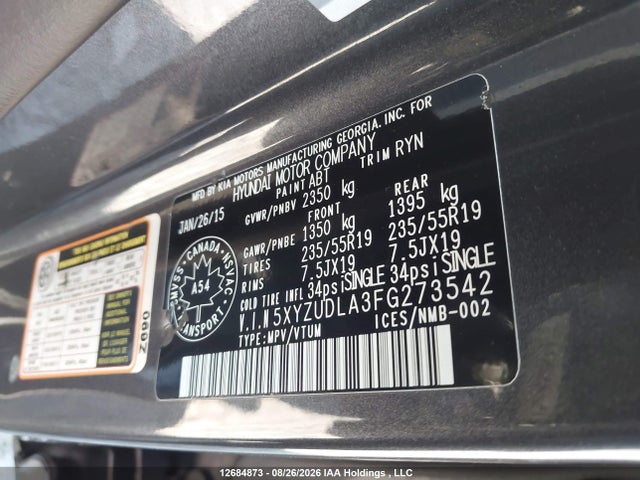 Aukcja sprzedaży 2015 Hyundai Santa Fe Sport, vin: 5XYZUDLA3FG273542, numer aukcji: 12684873