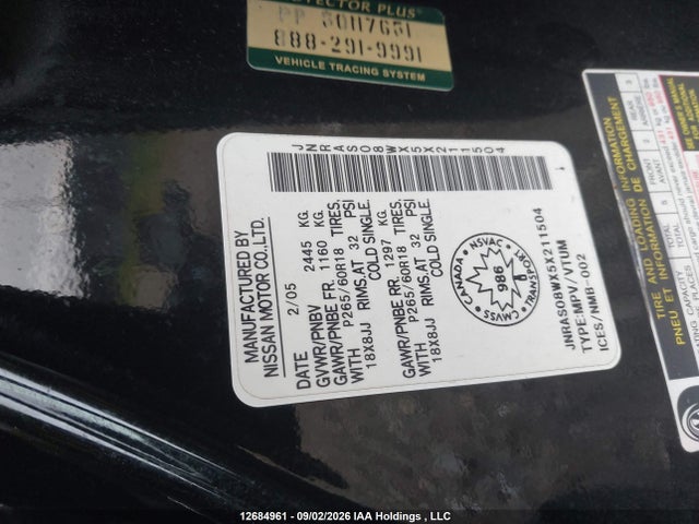 Продаж на аукціоні авто 2005 Infiniti Fx35, vin: JNRAS08WX5X211504, номер лоту: 12684961