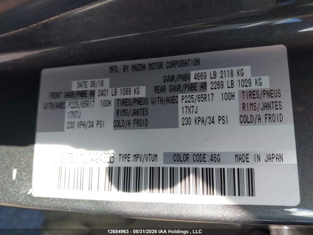 Mazda Cx-5 Gs 2018 JM3KFBCM0J0424336 Image 9